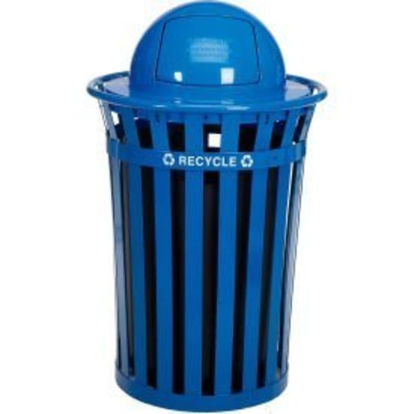 Global Equipment Recycling Can w/Dome Lid, 36 Gallon, Blue 261946BL